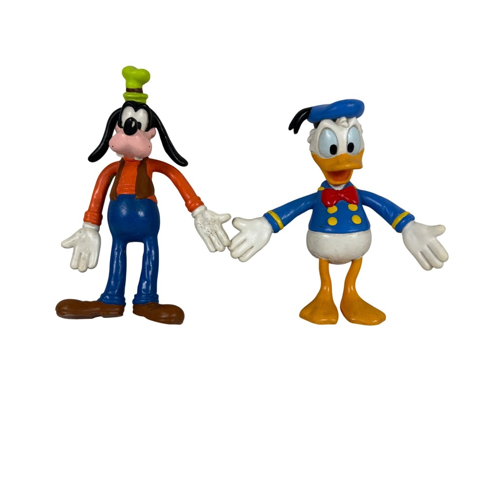 Vintage Disney Donald Duck Goofy Bendable PVC Figures Applause Toy 1980s 1990s